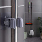 Pack of 3 Mop and Broom Self Adhesive Holder Wall Mount Magic Hanger Organizer Cleaning Tools Storage Mop Rack (Random Color)