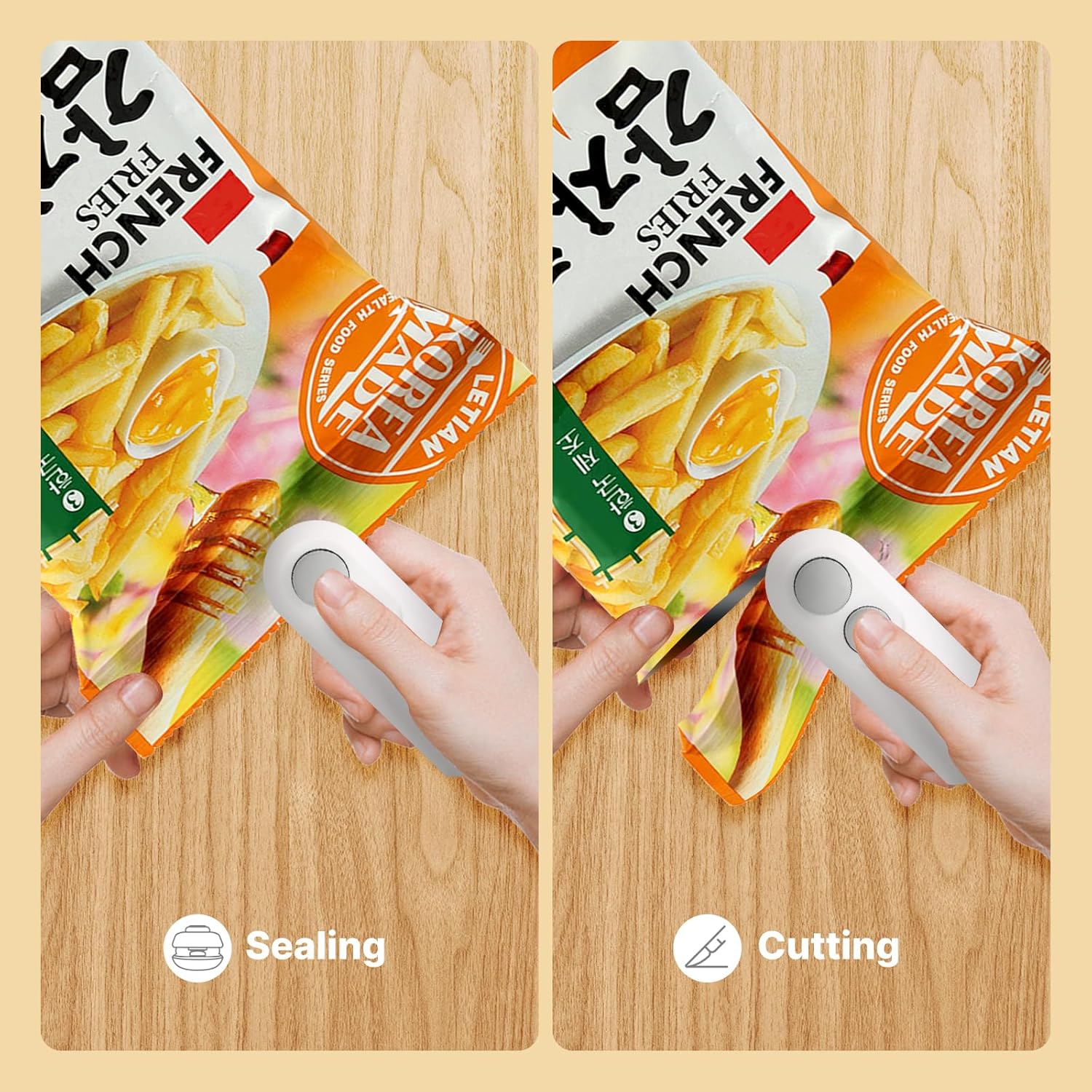 Heat Sealing Machine 2 in 1 Cutting and Sealer USB Rechargeable Food Sealer Mini Sealer for Snack Storage Food Sealer for Chip Bags, Plastic Bags, Food Storage (Random Color)