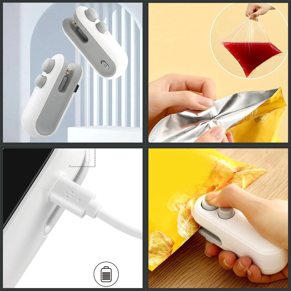 Heat Sealing Machine 2 in 1 Cutting and Sealer USB Rechargeable Food Sealer Mini Sealer for Snack Storage Food Sealer for Chip Bags, Plastic Bags, Food Storage (Random Color)