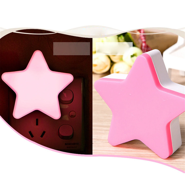 1 PC LED Night Light Sensor Control Night Lamp Energy Saving LED Sensor Lamp Star Shape Nightlight for Children Kids Bedroom Plug ( Random Color)