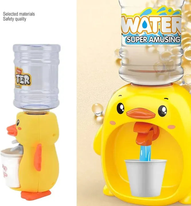 Mini Duck Water Dispenser Toy Drinking Fountain – Cute Yellow Duck Design with Realistic Water Flow, Battery Operated Kids Pretend Play Toy Gift with Cups for Boys and Girls, Age 3+