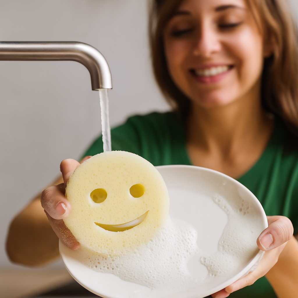 IMPORTED Smiley Face Scrub Sponge – Mr. & Mrs. Scrub | Gentle on Surfaces, Tough on Messes