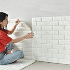 Pack Of 3 / 3D Wall Sticker White Brick Sheet – Waterproof Self Adhesive Wallpaper For Bedroom, Living Room, And Home Décor – Size (2x2.5FT) |