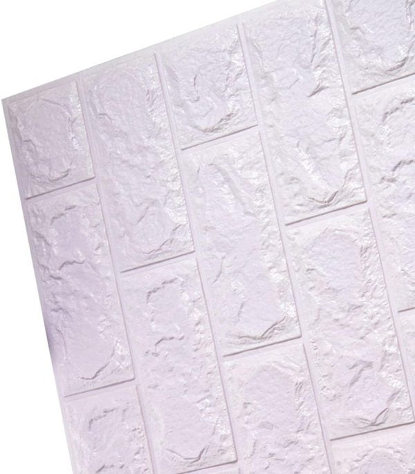Pack Of 3 / 3D Wall Sticker White Brick Sheet – Waterproof Self Adhesive Wallpaper For Bedroom, Living Room, And Home Décor – Size (2x2.5FT) |