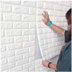 Pack Of 3 / 3D Wall Sticker White Brick Sheet – Waterproof Self Adhesive Wallpaper For Bedroom, Living Room, And Home Décor – Size (2x2.5FT) |