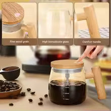 Self Stirring Coffee Mug – Electric Automatic Mixing Cup for Coffee, Milk, & Drinks | Rechargeable, Waterproof, Self Mixing Glass Mug for Home & Office ~ 500 ml