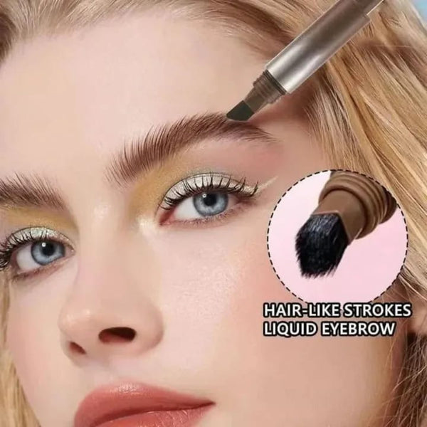 IMPORTED Huxibeauty Brow Fection Angled Brush And Dip Liquid Eyebrow Gel Pen For Daily Makeup Needs - Black