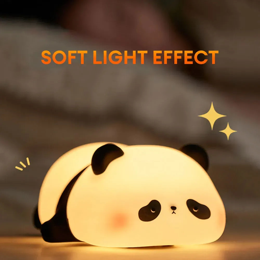 Cute Panda Night Light Silicone Soft Lamp Portable