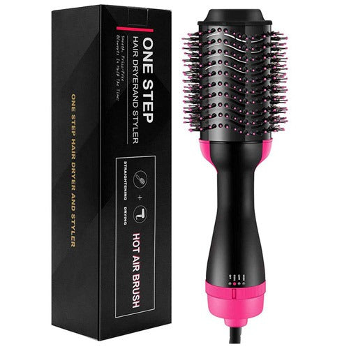 3-in-1 Hot Air Brush – Professional One-Step Hair Dryer, Straightener, and Curler