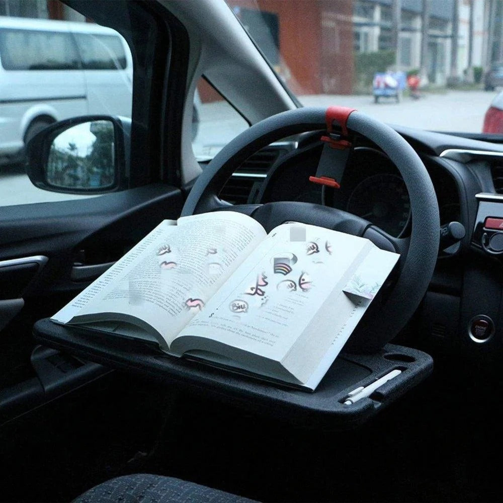 Plastic Steering Wheel Dining & Work Tray for Car – Portable Food Table & Laptop Desk for Driver & Passenger
