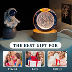 3D Galaxy Crystal Ball Night Light for Kids with USB Table Colorful LED Wooden Light Base, Birthday Gift for Teens Boys and Girls