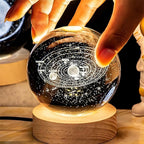 3D Galaxy Crystal Ball Night Light for Kids with USB Table Colorful LED Wooden Light Base, Birthday Gift for Teens Boys and Girls