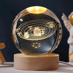 3D Galaxy Crystal Ball Night Light for Kids with USB Table Colorful LED Wooden Light Base, Birthday Gift for Teens Boys and Girls