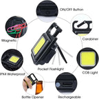 Rechargeable Mini COB LED Flashlight Keychain with Bottle Opener | Portable Pocket Torch Light