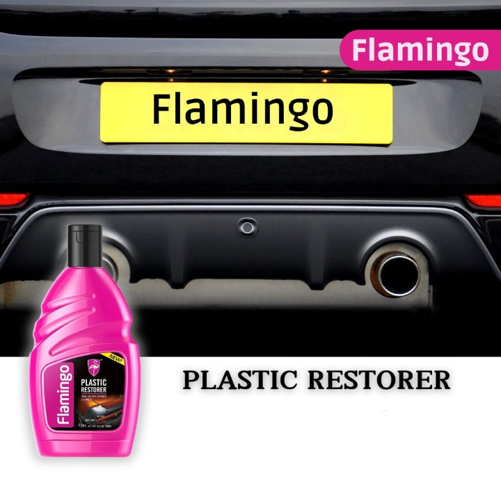 Flamingo Plastic Restorer 300ML – Nano Technology Trim Reviver for Faded Exterior Plastic | Long-Lasting Shine & Protection