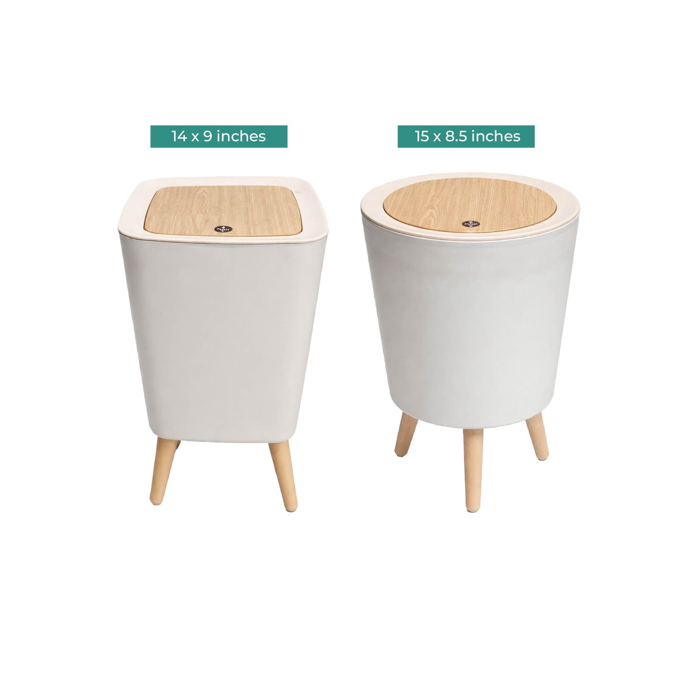 Royal's 8L Modern Nordic Trash Bin with Push Mechanism & Elevated Legs Round Shape