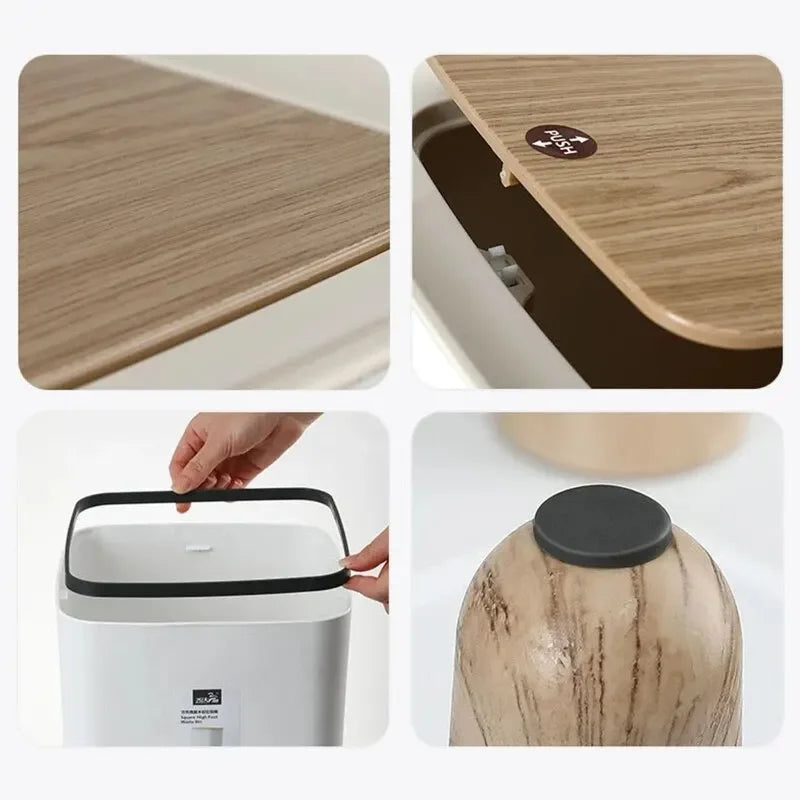 Royal's 8L Modern Nordic Trash Bin with Push Mechanism & Elevated Legs Round Shape