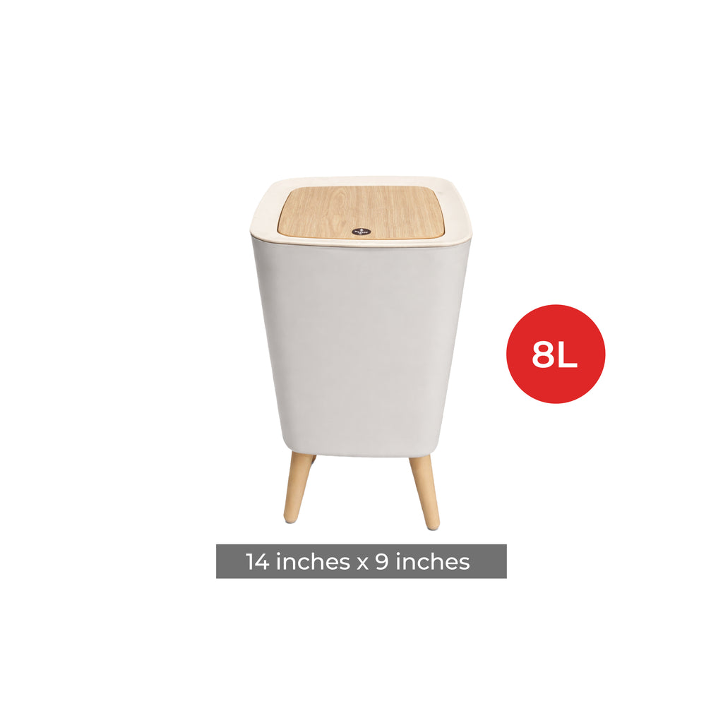 Royal's 8L Modern Nordic Trash Bin with Push Mechanism & Elevated Legs Round Shape