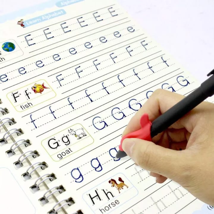 Sank Magic Practice Book Set 4 Books with Pen & 10 Refills Kids Handwriting Learning Kit