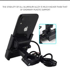 Motorcycle Mobile Holder With Charger Aluminum Body Durable And Convenient