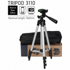 Tripod 3110 Portable Adjustable Aluminium Lightweight Camera Stand Tripod, with 3-Dimensional Head and Quick Release Plate for Video Cameras and Mobile, Black, Silver