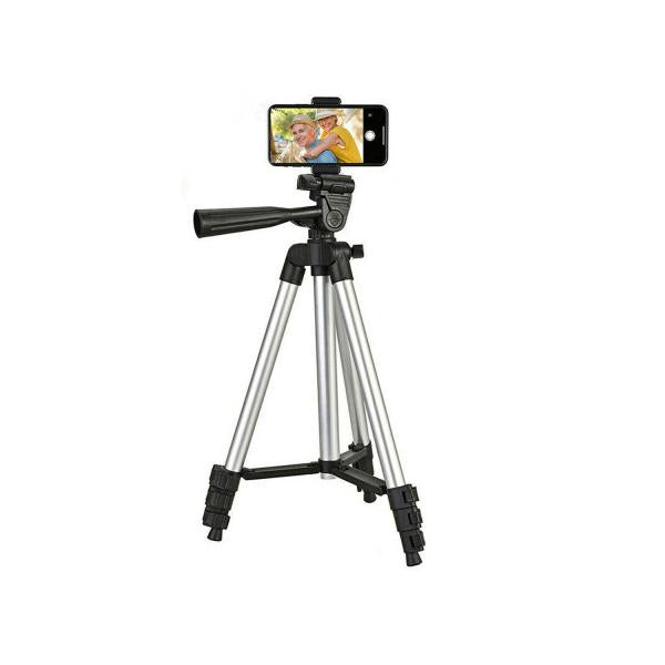 Tripod 3110 Portable Adjustable Aluminium Lightweight Camera Stand Tripod, with 3-Dimensional Head and Quick Release Plate for Video Cameras and Mobile, Black, Silver
