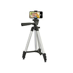 Tripod 3110 Portable Adjustable Aluminium Lightweight Camera Stand Tripod, with 3-Dimensional Head and Quick Release Plate for Video Cameras and Mobile, Black, Silver