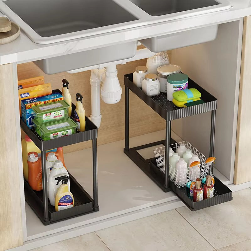 Premium Multi-Functional Kitchen Shelf | Nail-Free Installation | Rust-Proof Carbon Steel Organizer | Waterproof & Strong Load-Bearing | Random Color
