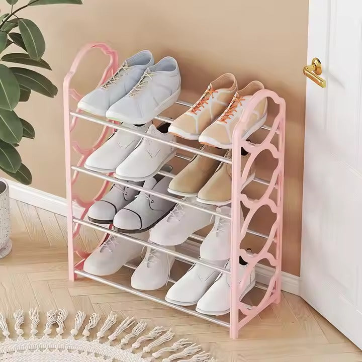 4-Layer Space-Saving Shoe Rack | Portable Dustproof Shoe Organizer With Cover | Closet & Home Shoe Stand | Plastic + Metal Body - Random Colour Rs 759