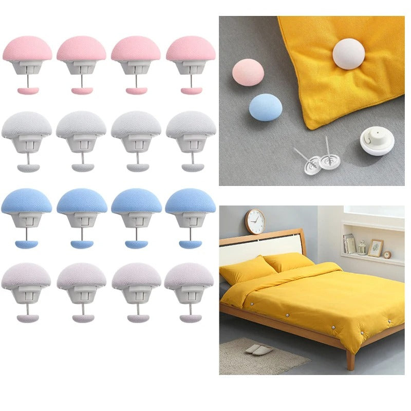 Premium Mushroom-Style Bedsheet Clips – Pack of 4 Elastic Quilt & Sheet Fixer Buckles (Random Color)