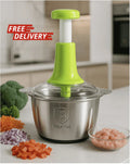 Large 2L Bowl Effortless Vegetable Chopper & Meat Mincer – Manual Hand-Press Food Processor for Fruits, Herbs, Garlic, and Onions (Random Color) Rs 855