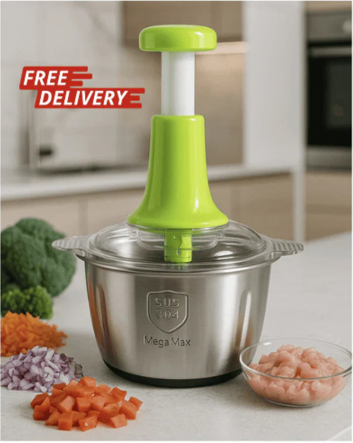 Large 2L Bowl Effortless Vegetable Chopper & Meat Mincer – Manual Hand-Press Food Processor for Fruits, Herbs, Garlic, and Onions (Random Color) Rs 855