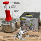 Large 2L Bowl Effortless Vegetable Chopper & Meat Mincer – Manual Hand-Press Food Processor for Fruits, Herbs, Garlic, and Onions (Random Color) Rs 855