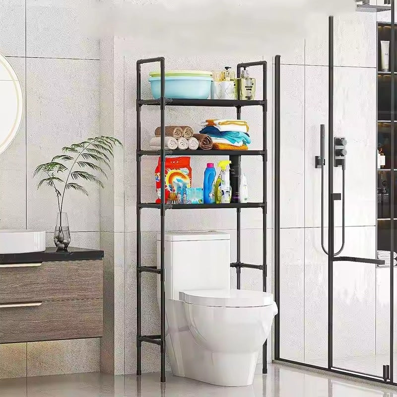 Premium Multi-Layer Bathroom Storage Rack | Space-Saving Toilet Organizer | Strong Carbon Steel Shelf For Towels & Toiletries