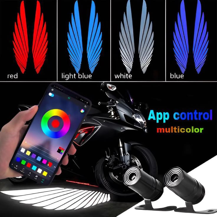 Bluetooth control angel wing light multicolor for all bikes and car