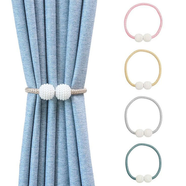 Curtain Buckle Magnetic Clip Bead Curtain Tie back Hanging Ball Curtain (1 pair) - (random color)