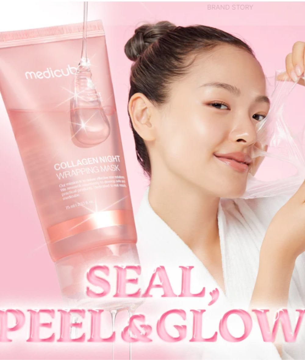 Medicube Collagen Overnight Wrapping Peel Off Facial Mask Pack 75ml Korean Skincare For Radiant Hydrated Skin - Made In Korea