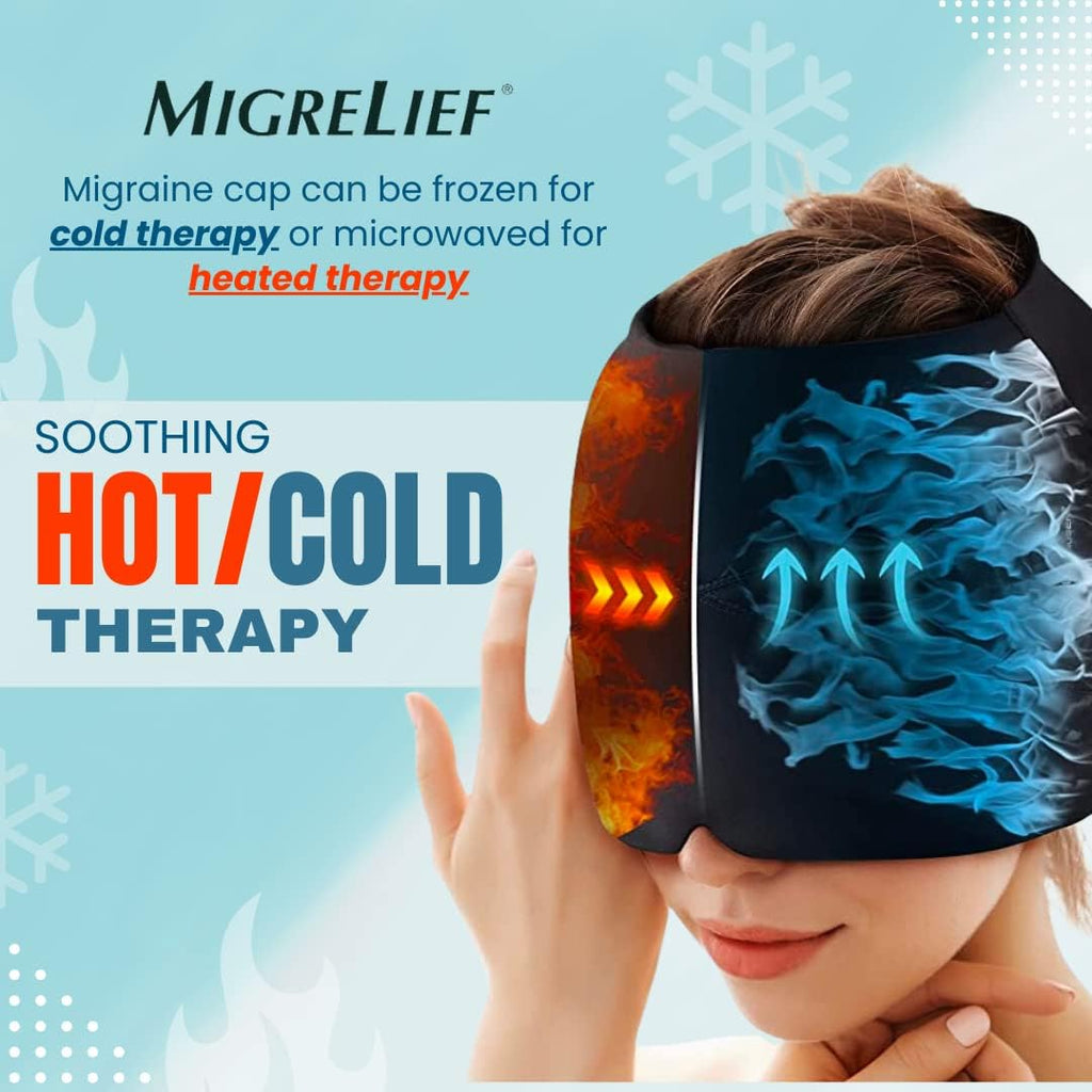 Migraine Relief Hat, One Size Fits All, Reusable Ice Gel Pack for Puffy Eyes, Stress Relief ( Random Color )
