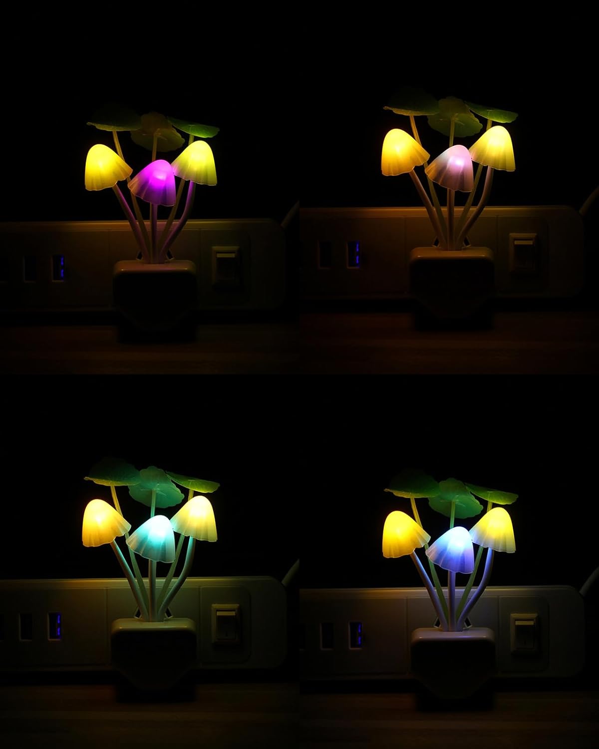 Mushroom Night Light | LED Night Lights (Random colors) - Pack of 2