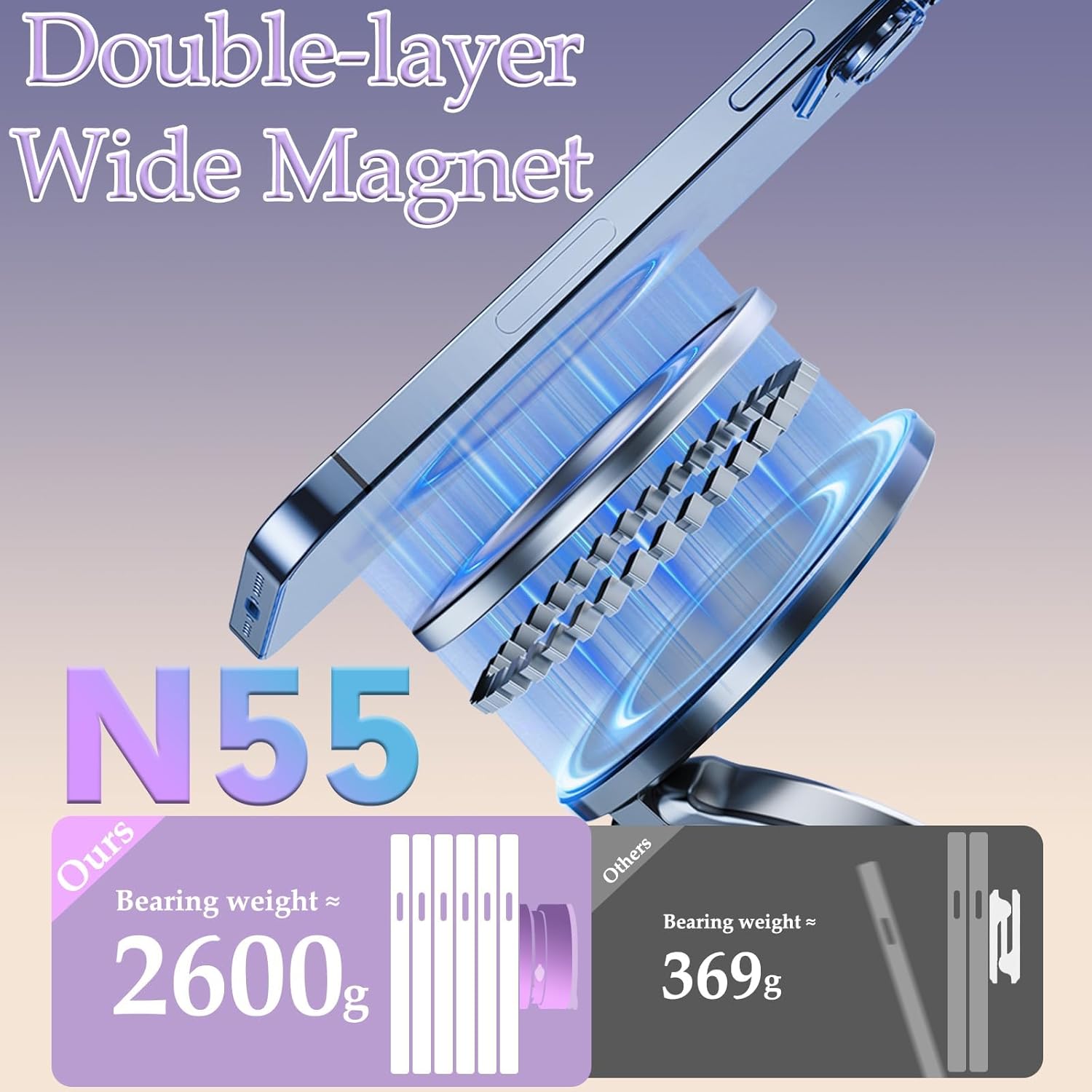 360 Vacuum Magnetic Car Mount Phone Holder Hands Free Suction Cup