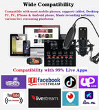 Podcast Condenser Microphone Set with Live Sound Card & Adjustable Scissor Arm Stand