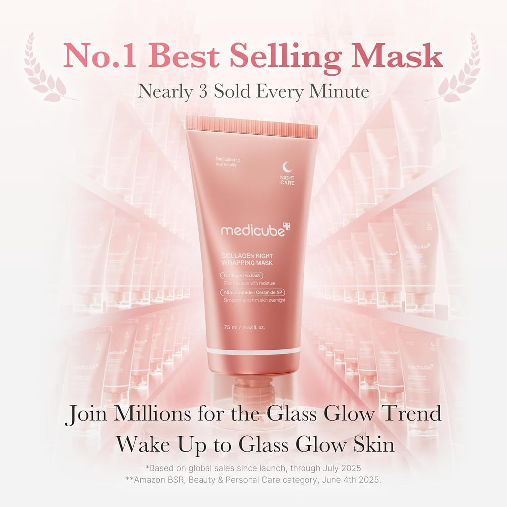 Medicube Collagen Overnight Wrapping Peel Off Facial Mask Pack 75ml Korean Skincare For Radiant Hydrated Skin - Made In Korea