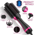 3-in-1 Hot Air Brush – Professional One-Step Hair Dryer, Straightener, and Curler
