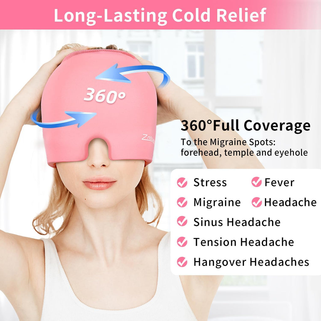Migraine Relief Hat, One Size Fits All, Reusable Ice Gel Pack for Puffy Eyes, Stress Relief ( Random Color )