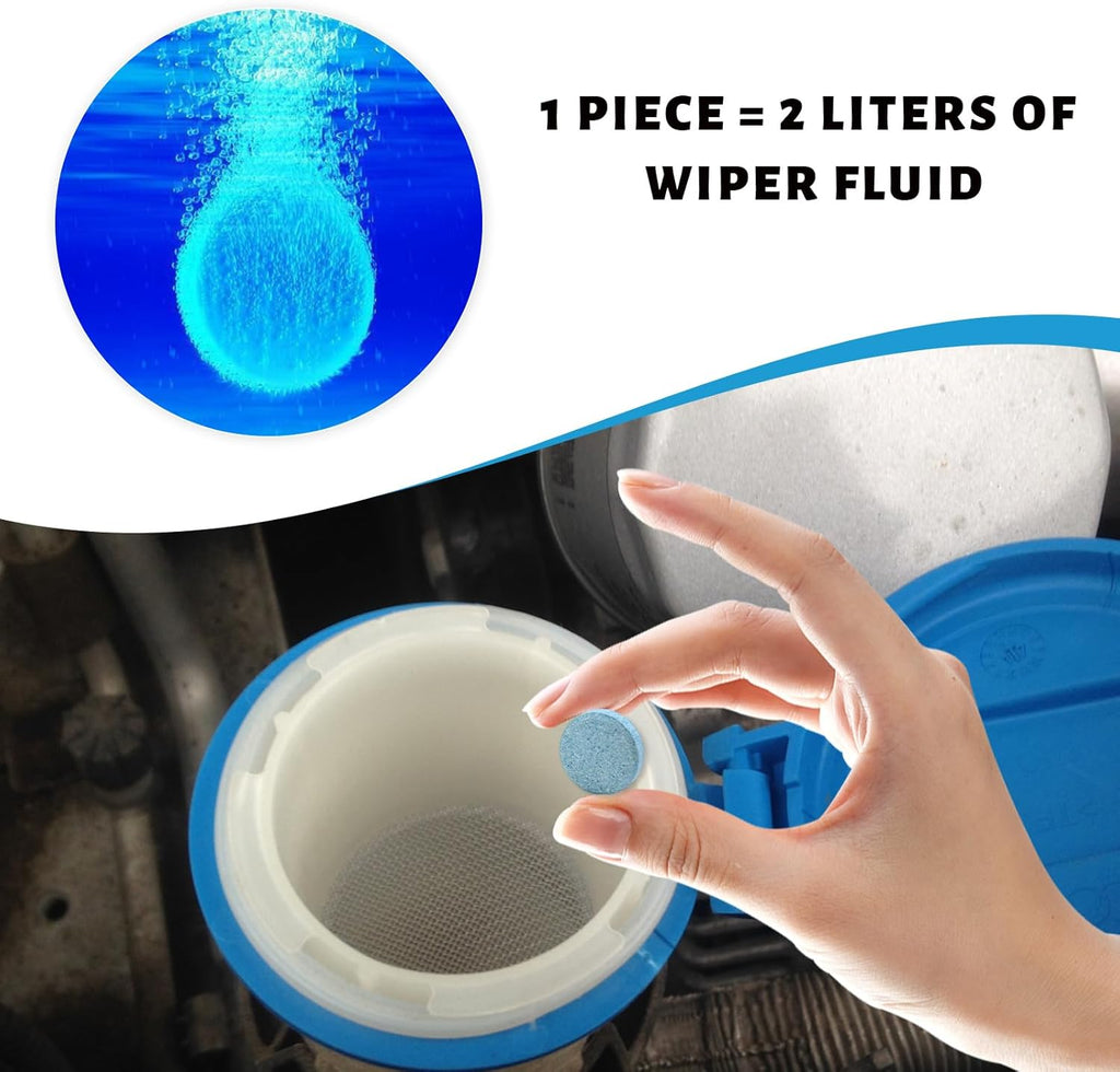 Car Windshield Washer Fluid Concentrate Tablets | Solid Effervescent Wiper Cleaning Tablets | 20-Tablets
