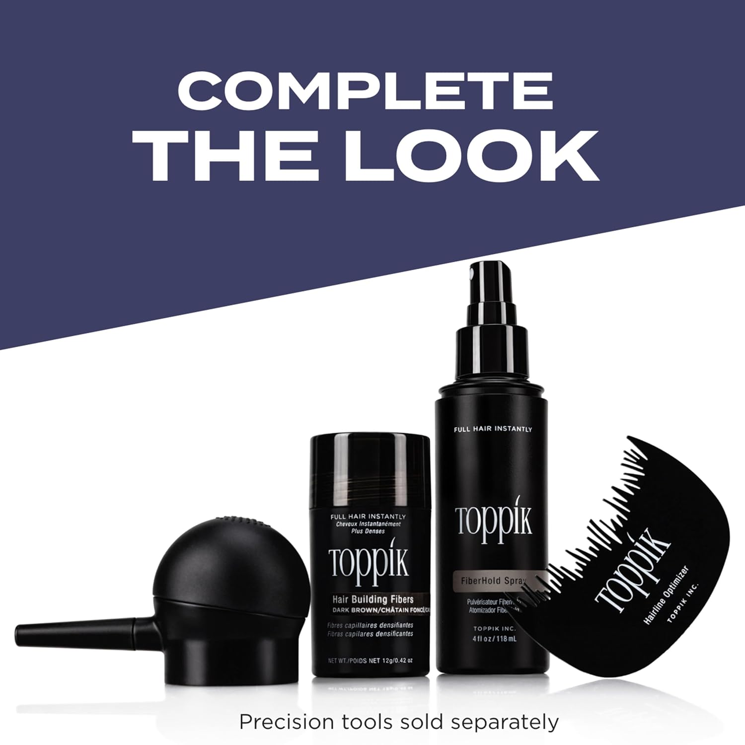 Toppik Hair Fiber Pack of 3 Set | Hair Fiber 27.5g + Applicator Pump + Comb