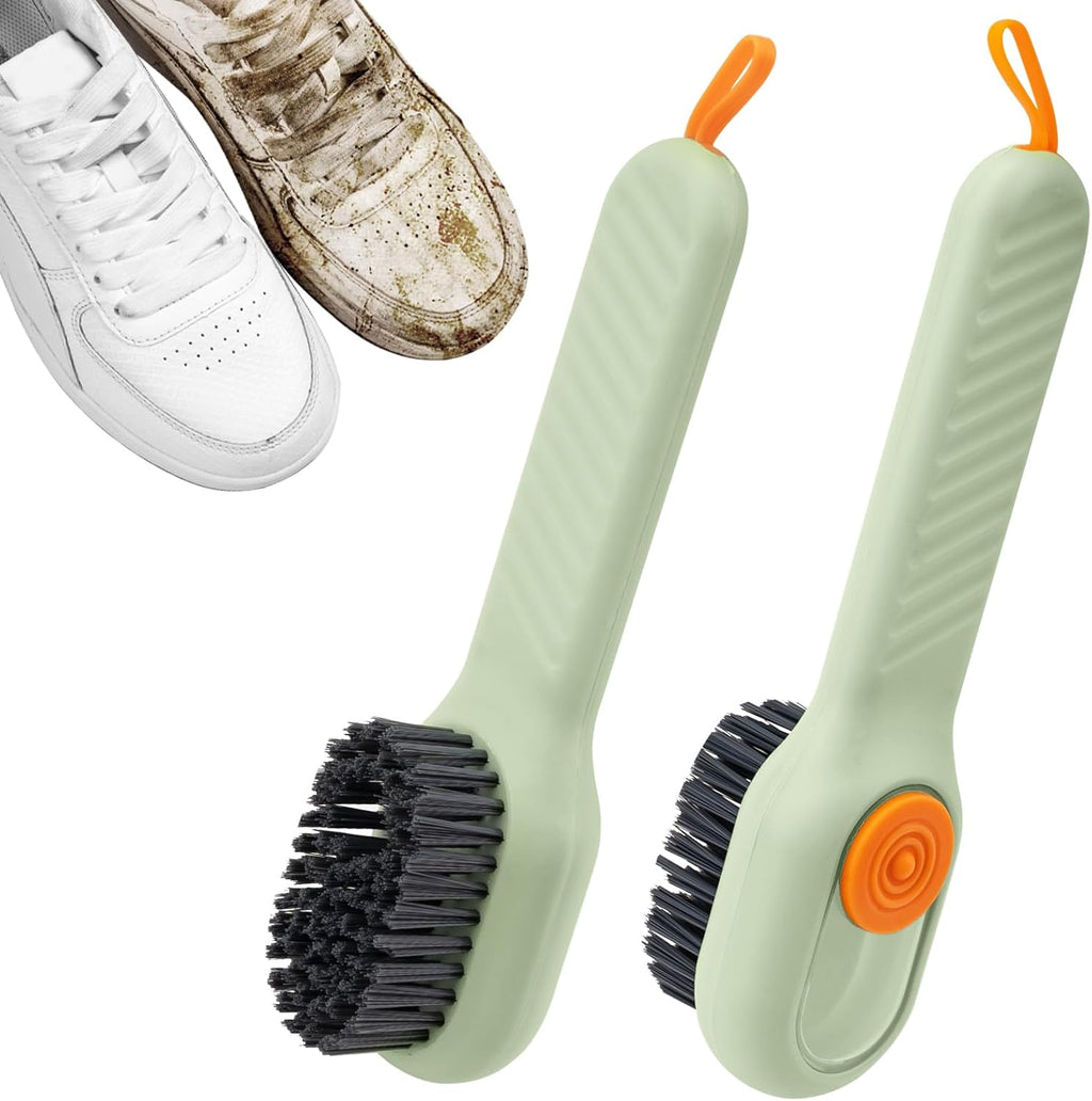 Multifunctional Shoe Brush with Liquid Box, Household Soft Fur Liquid Cleaning Shoe Brush, Long Handle Shoe Brush Press Type Automatic Liquid Shoe Brush