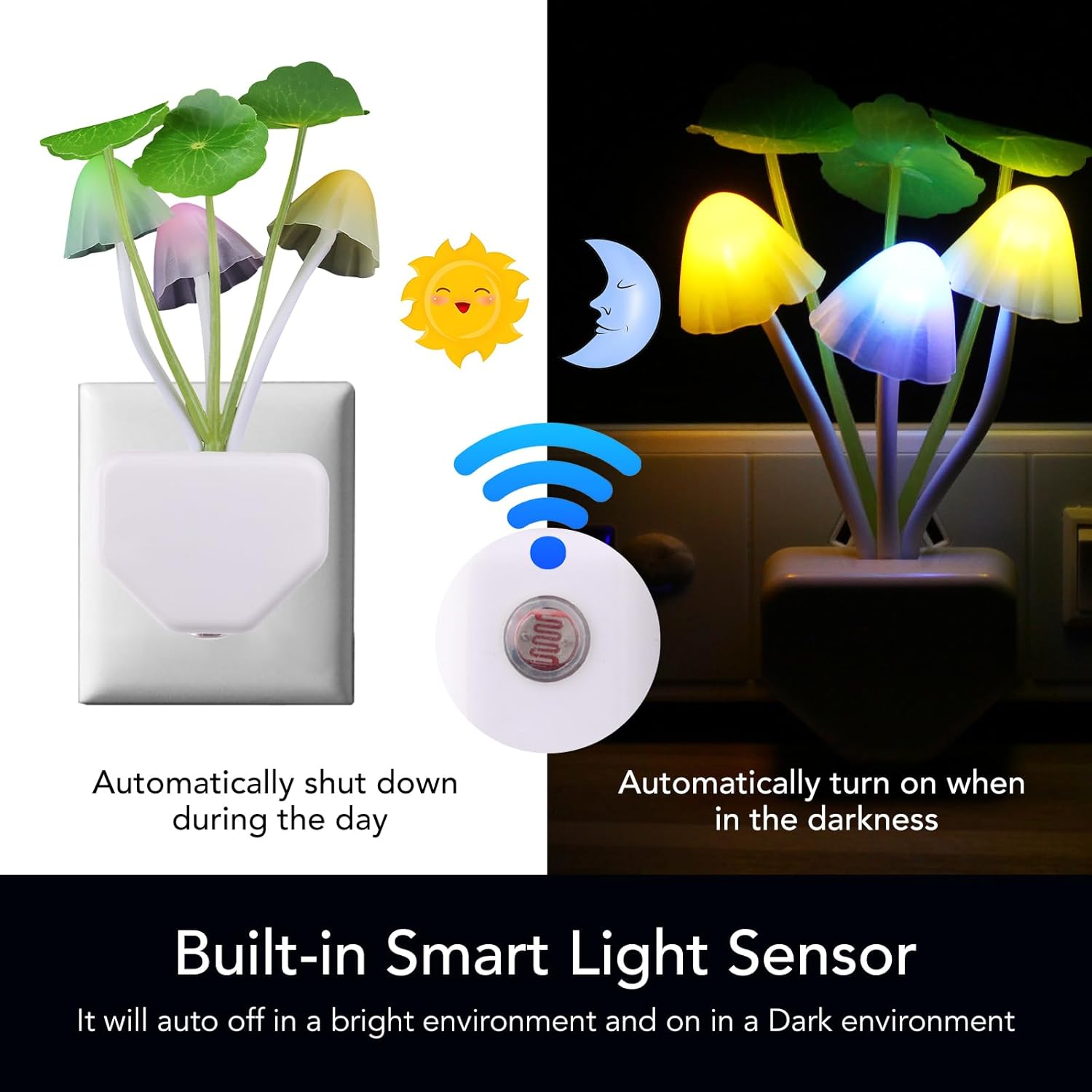 Mushroom Night Light | LED Night Lights (Random colors) - Pack of 2