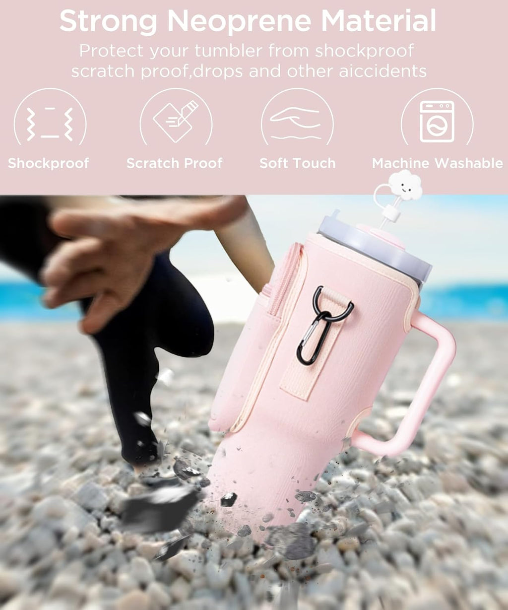 Portable Carry Bag for 40oz Stainless Steel Tumbler with Adjustable Strap | Random Color