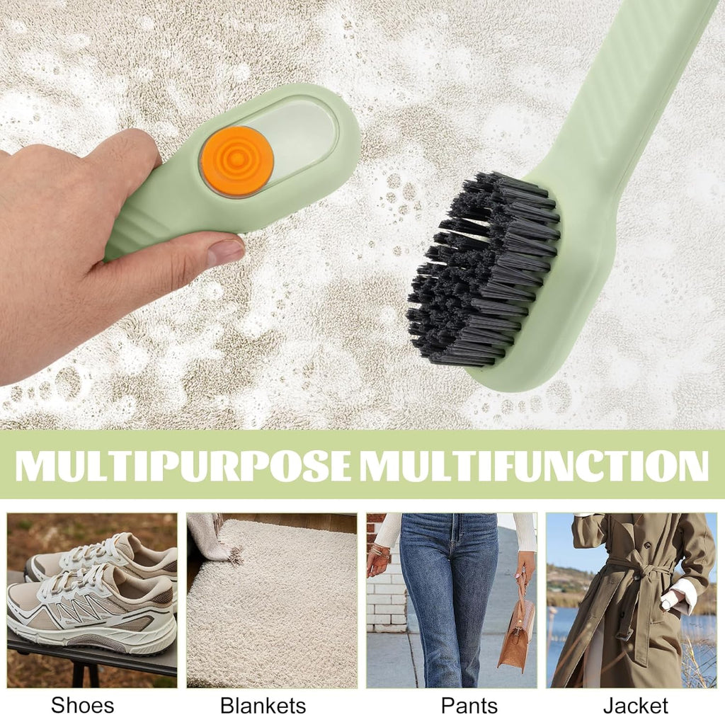Multifunctional Shoe Brush with Liquid Box, Household Soft Fur Liquid Cleaning Shoe Brush, Long Handle Shoe Brush Press Type Automatic Liquid Shoe Brush